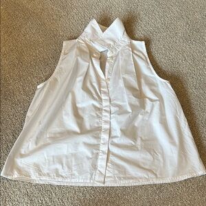 LOFT White Sleeveless Tuxedo Front Blouse